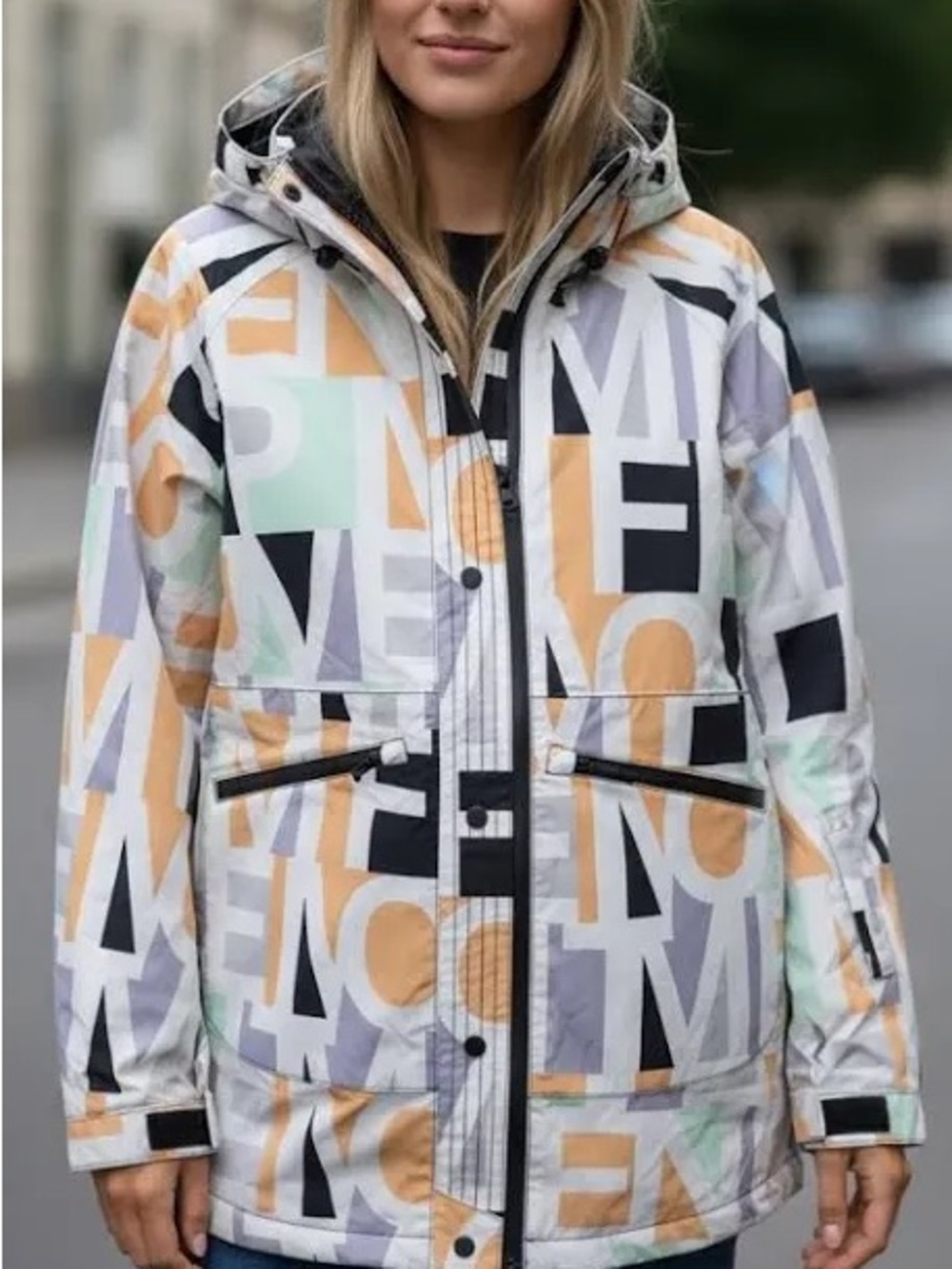 Free People Multicolor Graphic Hooded Raincoat